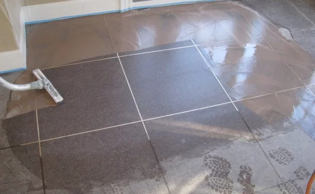 Terrazzo restoration in process