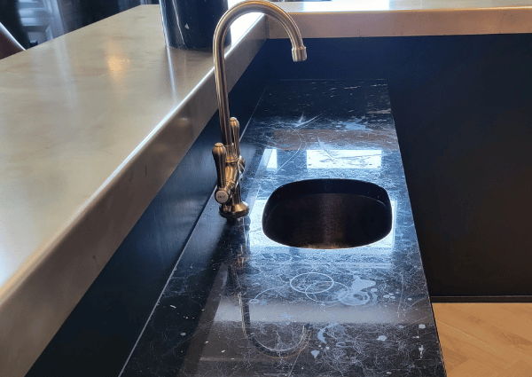 Brown Marble Countertop - Before Restoration